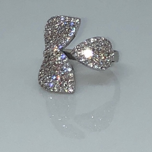 PP AAA Pave 3 Leaf Design Open Ring Fits 7-8.5 - Picture 4 of 8